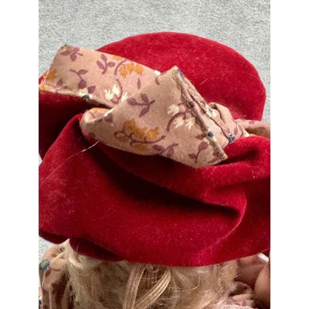 Effanbee Currier & Ives Life in the Country Vintage Doll Red Velvet Floral Dress
